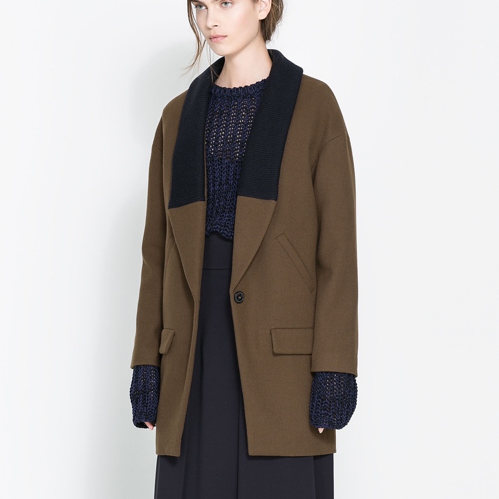 Zara Brown/Navy Oversized Jacket